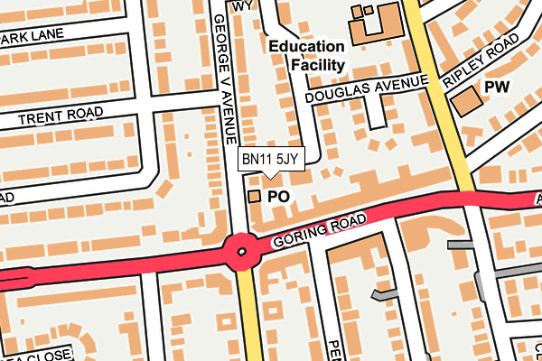 BN11 5JY map - OS OpenMap – Local (Ordnance Survey)