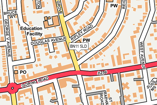BN11 5LD map - OS OpenMap – Local (Ordnance Survey)