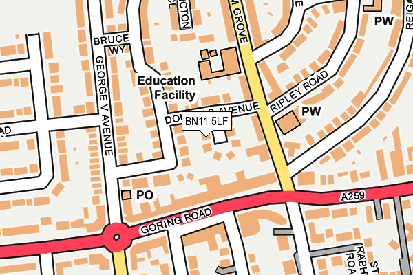 BN11 5LF map - OS OpenMap – Local (Ordnance Survey)