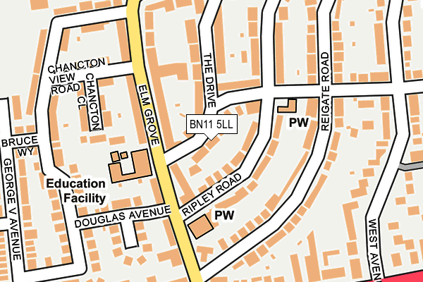 BN11 5LL map - OS OpenMap – Local (Ordnance Survey)