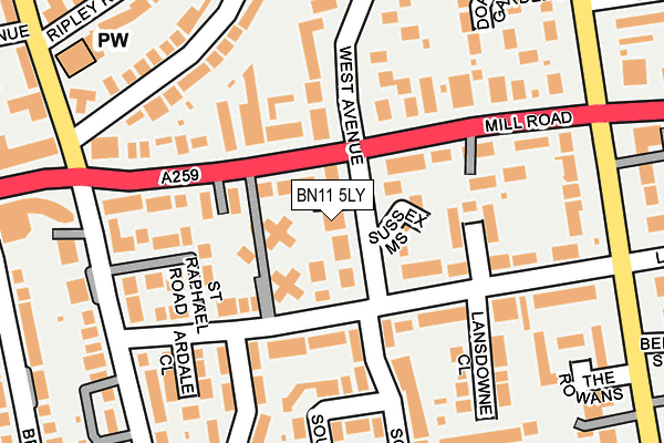 BN11 5LY map - OS OpenMap – Local (Ordnance Survey)