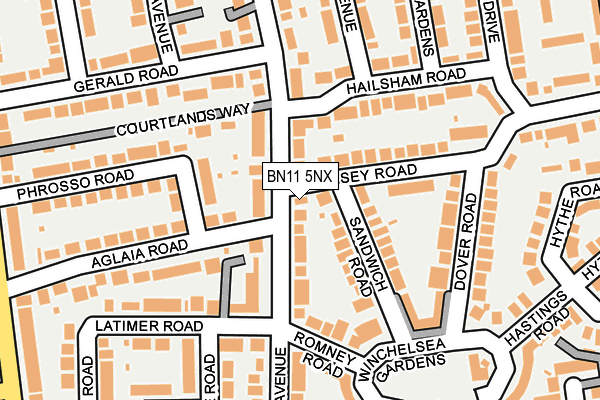 BN11 5NX map - OS OpenMap – Local (Ordnance Survey)