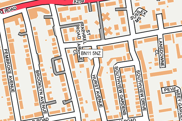 BN11 5NZ map - OS OpenMap – Local (Ordnance Survey)