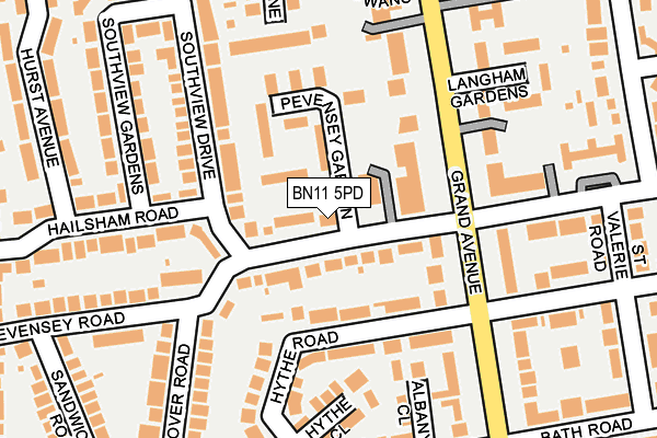 BN11 5PD map - OS OpenMap – Local (Ordnance Survey)