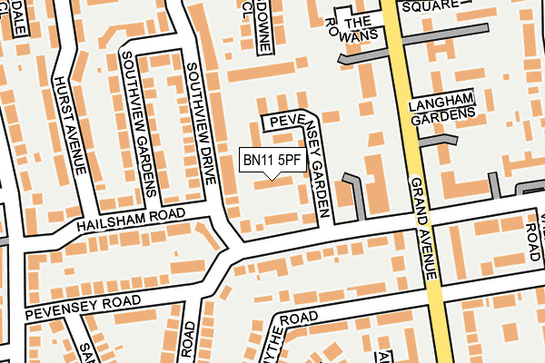 BN11 5PF map - OS OpenMap – Local (Ordnance Survey)
