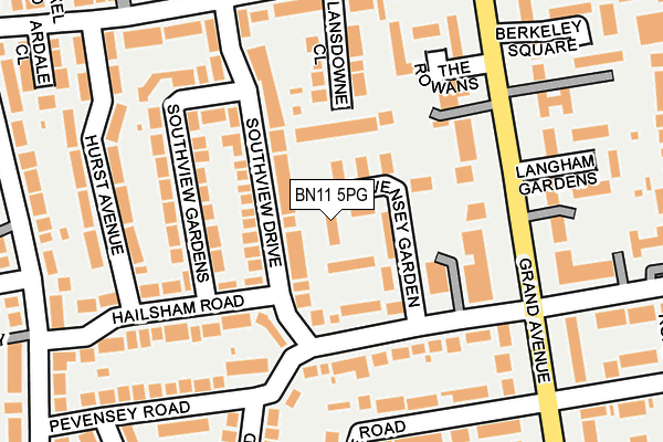 BN11 5PG map - OS OpenMap – Local (Ordnance Survey)