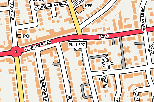 BN11 5PZ map - OS OpenMap – Local (Ordnance Survey)