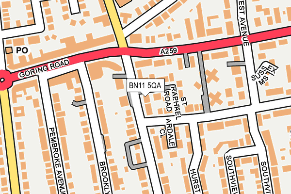 BN11 5QA map - OS OpenMap – Local (Ordnance Survey)