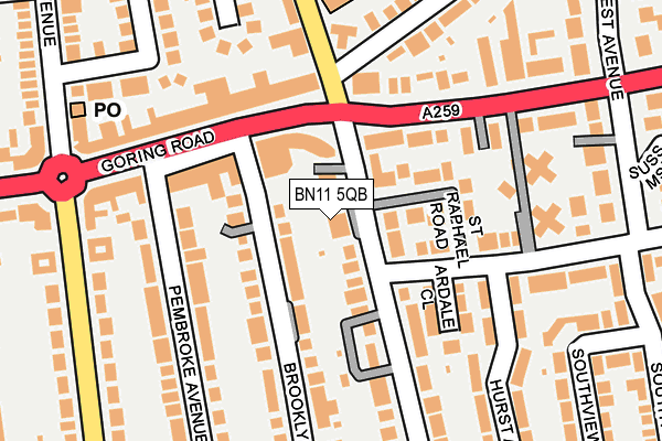 BN11 5QB map - OS OpenMap – Local (Ordnance Survey)