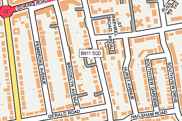 BN11 5QD map - OS OpenMap – Local (Ordnance Survey)