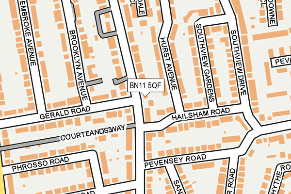 BN11 5QF map - OS OpenMap – Local (Ordnance Survey)