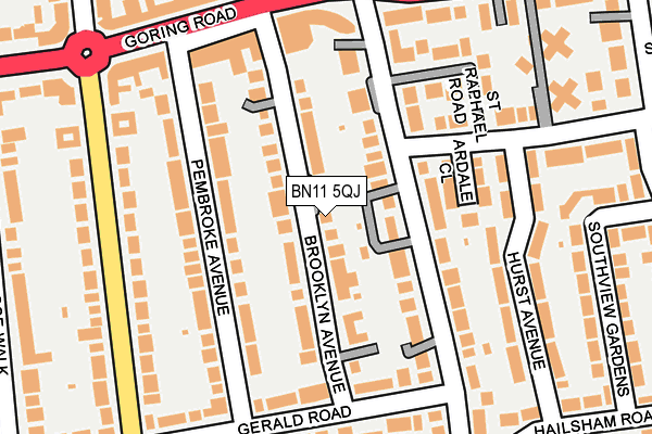 BN11 5QJ map - OS OpenMap – Local (Ordnance Survey)