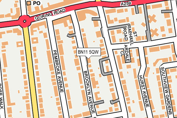 BN11 5QW map - OS OpenMap – Local (Ordnance Survey)