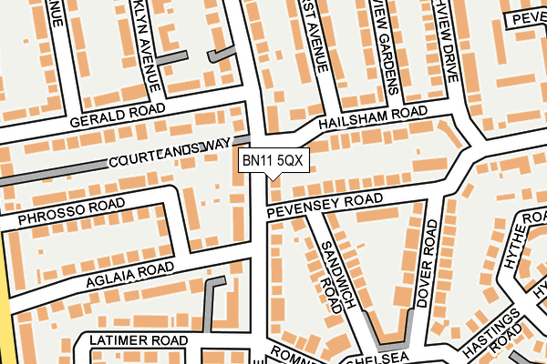 BN11 5QX map - OS OpenMap – Local (Ordnance Survey)