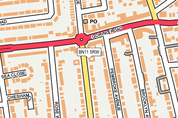 BN11 5RW map - OS OpenMap – Local (Ordnance Survey)