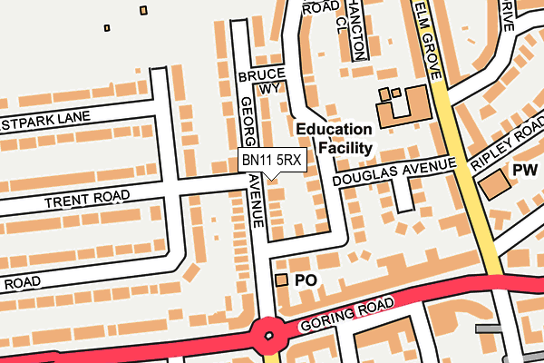 BN11 5RX map - OS OpenMap – Local (Ordnance Survey)