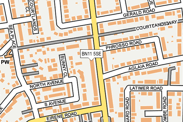 BN11 5SE map - OS OpenMap – Local (Ordnance Survey)