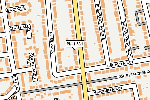 BN11 5SH map - OS OpenMap – Local (Ordnance Survey)