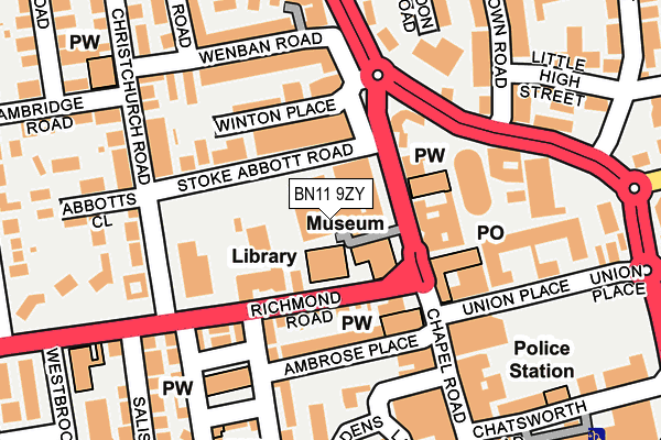 BN11 9ZY map - OS OpenMap – Local (Ordnance Survey)