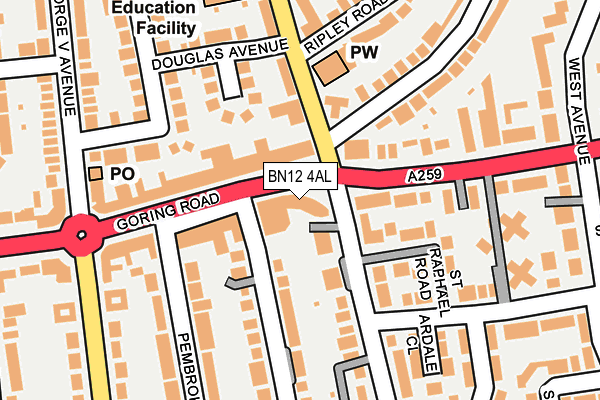 BN12 4AL map - OS OpenMap – Local (Ordnance Survey)