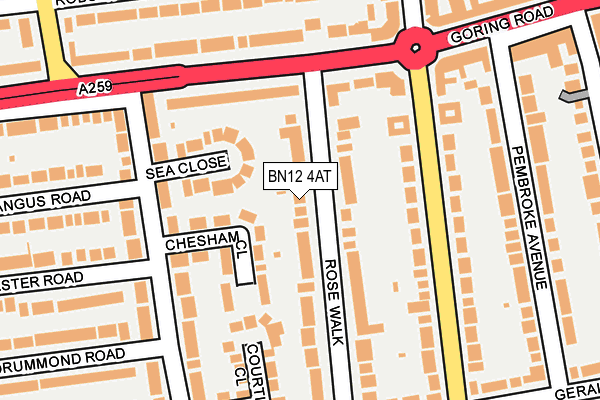 BN12 4AT map - OS OpenMap – Local (Ordnance Survey)