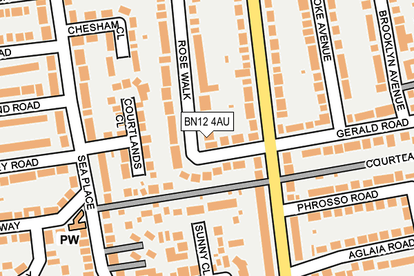 BN12 4AU map - OS OpenMap – Local (Ordnance Survey)