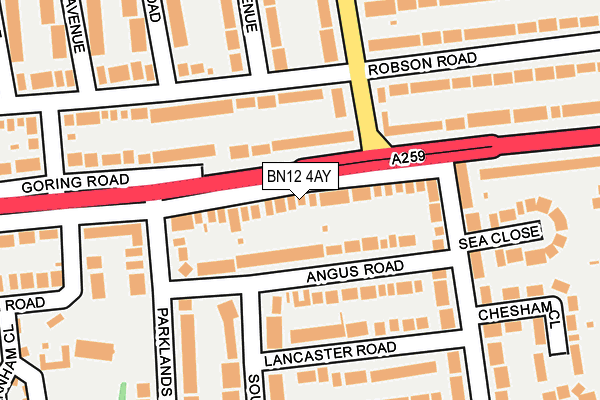 BN12 4AY map - OS OpenMap – Local (Ordnance Survey)