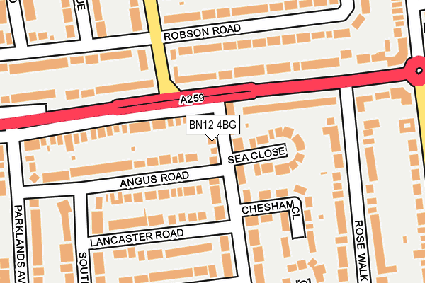 BN12 4BG map - OS OpenMap – Local (Ordnance Survey)