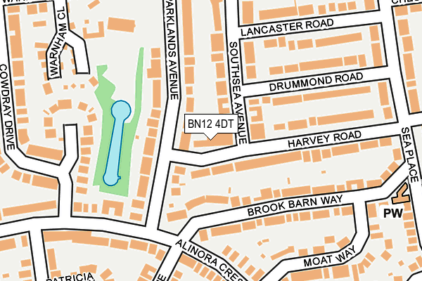 BN12 4DT map - OS OpenMap – Local (Ordnance Survey)