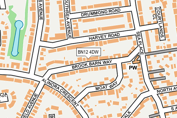 BN12 4DW map - OS OpenMap – Local (Ordnance Survey)