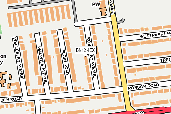 BN12 4EX map - OS OpenMap – Local (Ordnance Survey)