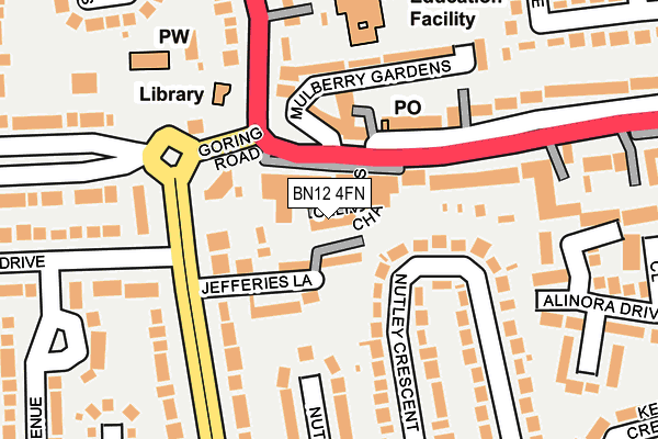BN12 4FN map - OS OpenMap – Local (Ordnance Survey)