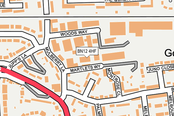 BN12 4HF map - OS OpenMap – Local (Ordnance Survey)