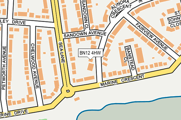 BN12 4HW map - OS OpenMap – Local (Ordnance Survey)