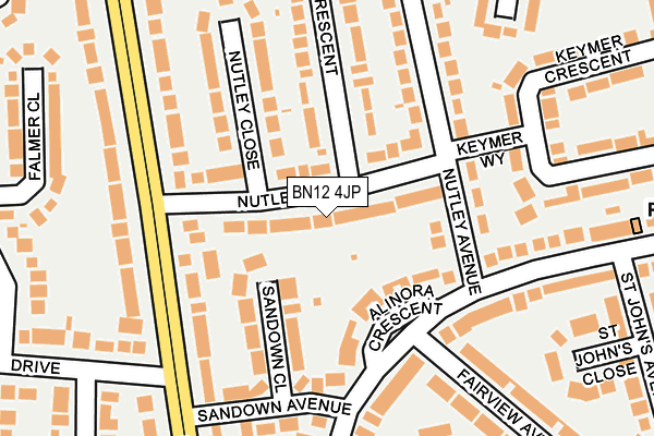 BN12 4JP map - OS OpenMap – Local (Ordnance Survey)