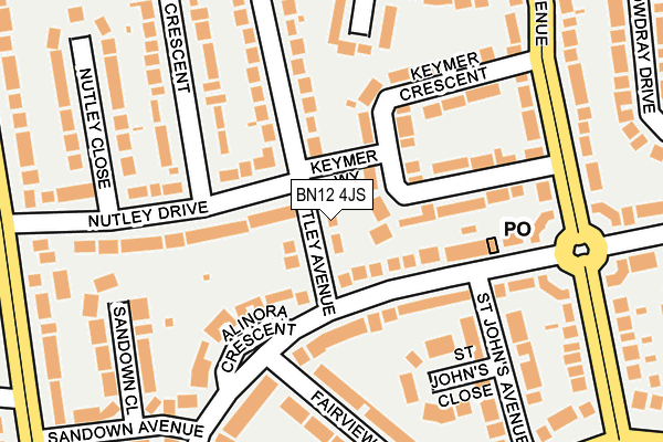 BN12 4JS map - OS OpenMap – Local (Ordnance Survey)