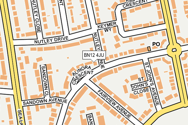 BN12 4JU map - OS OpenMap – Local (Ordnance Survey)