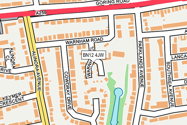 BN12 4JW map - OS OpenMap – Local (Ordnance Survey)
