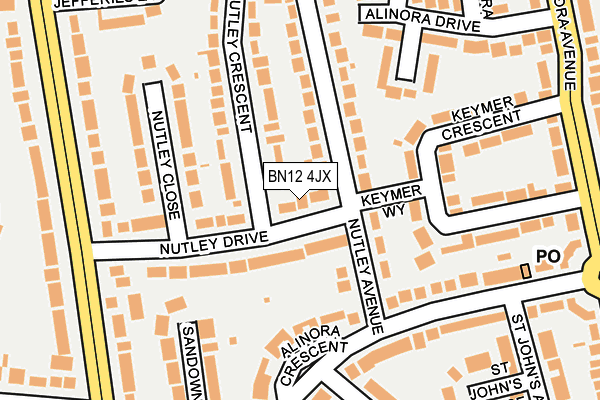 BN12 4JX map - OS OpenMap – Local (Ordnance Survey)