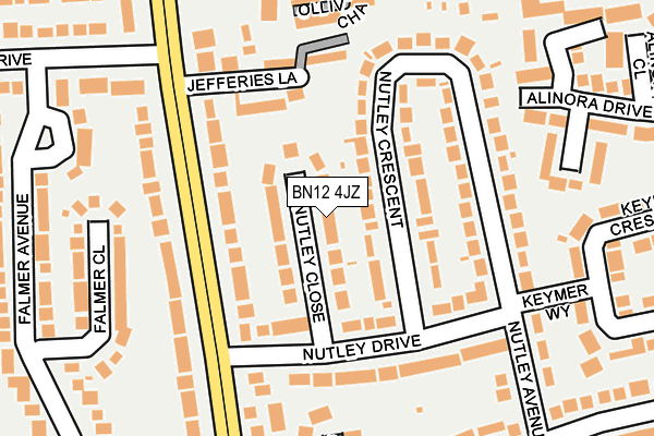 BN12 4JZ map - OS OpenMap – Local (Ordnance Survey)