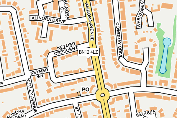 BN12 4LZ map - OS OpenMap – Local (Ordnance Survey)