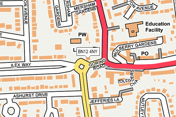 BN12 4NY map - OS OpenMap – Local (Ordnance Survey)