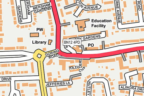BN12 4PD map - OS OpenMap – Local (Ordnance Survey)