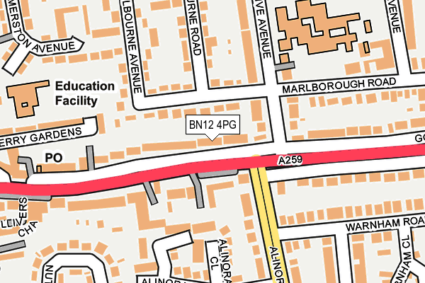 BN12 4PG map - OS OpenMap – Local (Ordnance Survey)