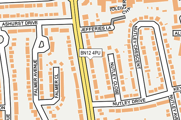 BN12 4PU map - OS OpenMap – Local (Ordnance Survey)