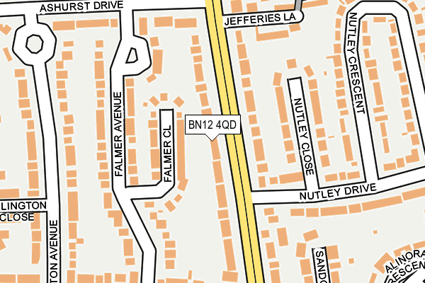 BN12 4QD map - OS OpenMap – Local (Ordnance Survey)