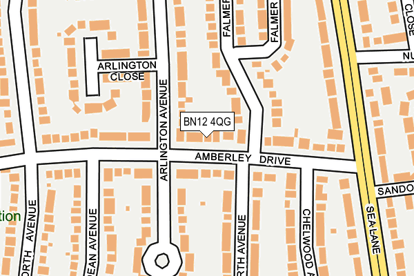 BN12 4QG map - OS OpenMap – Local (Ordnance Survey)