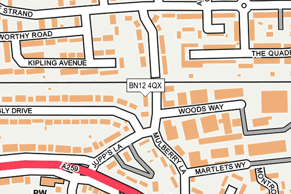 BN12 4QX map - OS OpenMap – Local (Ordnance Survey)