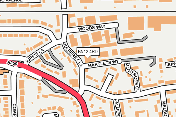 BN12 4RD map - OS OpenMap – Local (Ordnance Survey)