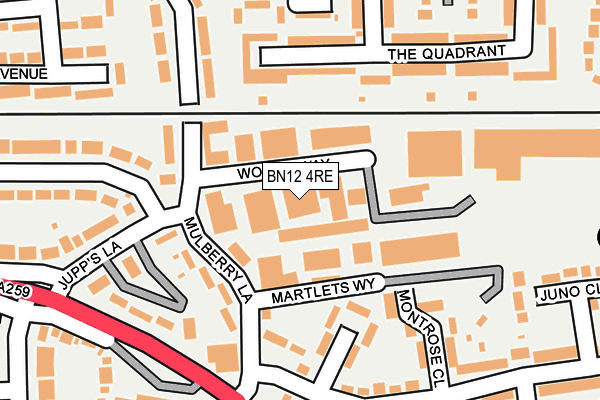 BN12 4RE map - OS OpenMap – Local (Ordnance Survey)